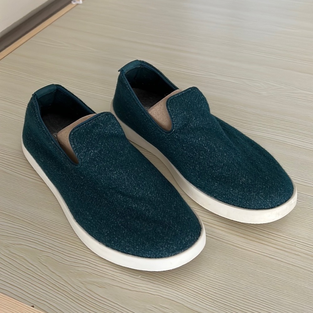 Allbirds Wool Loungers Slip-On Shoes - Aurora Dark Teal Blue / Green - Size: W10